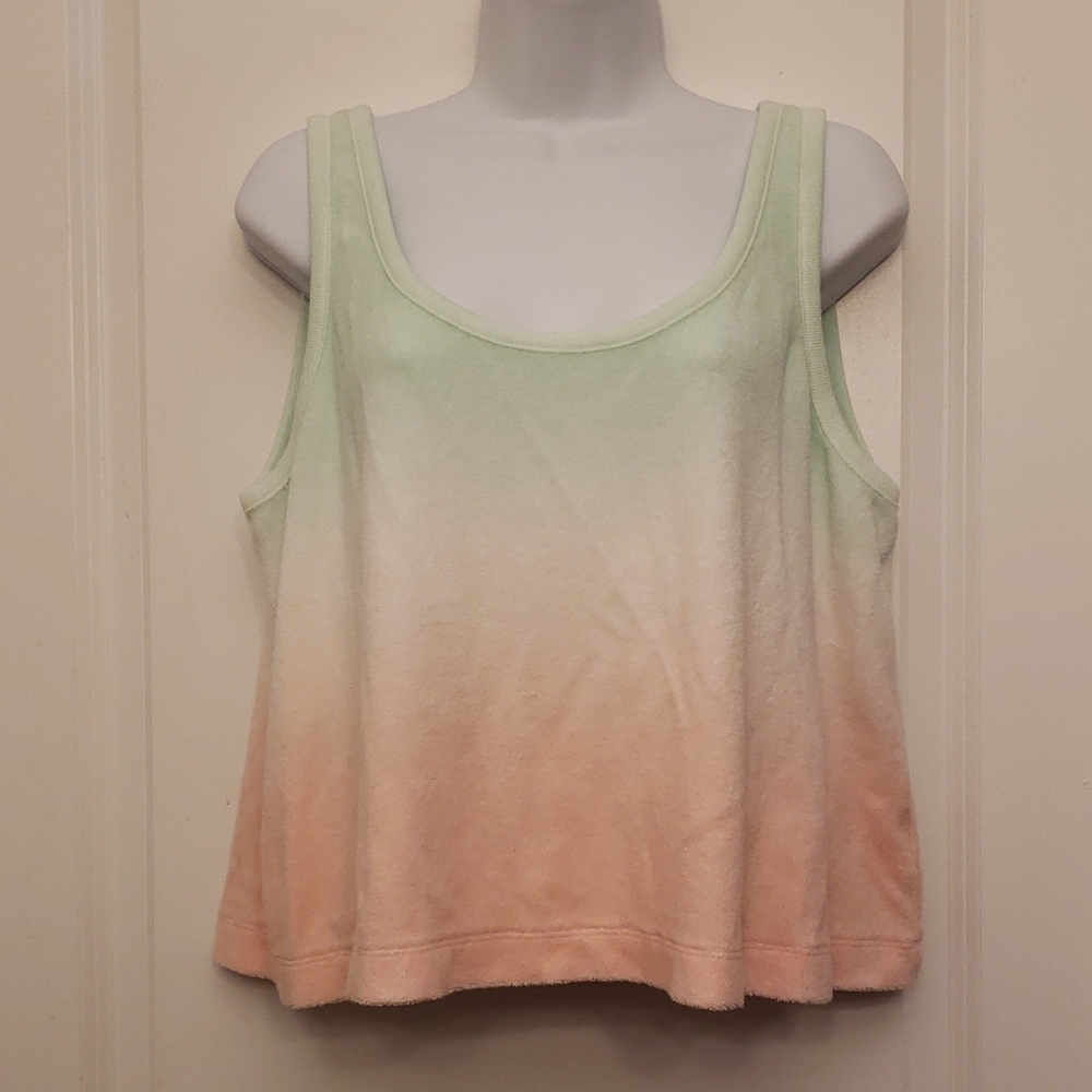 GAP Relaxed Green and Orange Gradient Crop Tank Top Ombre Large